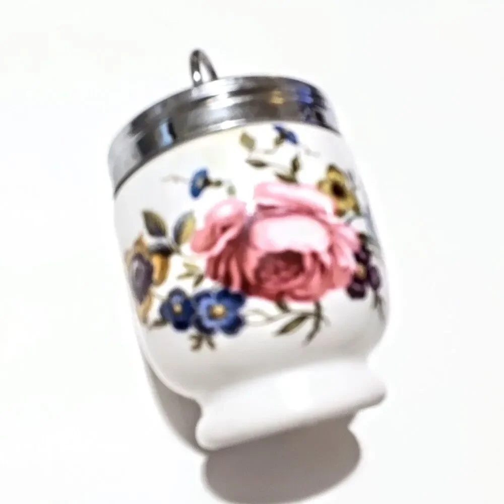 Vintage Royal Worcester Floral Porcelain Egg Coddler England 3.25